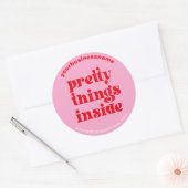 retro pretty things inside | name URL pink red Runder Aufkleber (Umschlag)