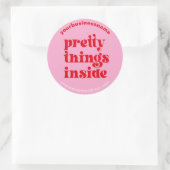 retro pretty things inside | name URL pink red Runder Aufkleber (Tasche)