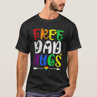 Retro Pride LGBTQ Mens Free Vater Hugs Gay Rights T-Shirt
