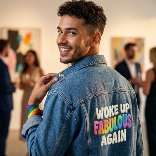 Retro Pride Puff Style Wachte Wieder Auf als Fabel Jeansjacke