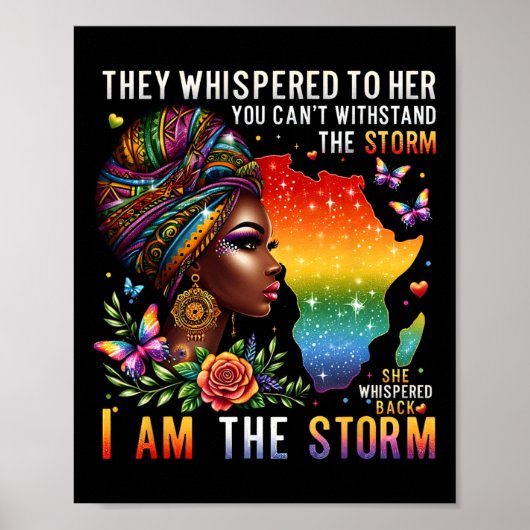 Retro Pride schwarze Frau Ich bin die Sturm Inspir Poster (Vorne)