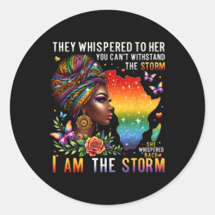 Retro Pride schwarze Frau Ich bin die Sturm Inspir Runder Aufkleber