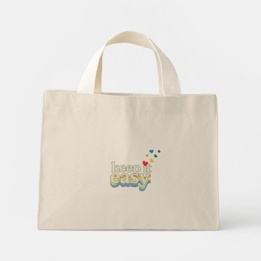 Retro-Pride-Typografie-Design 'Keep It Easy' Mini Stoffbeutel (Rückseite)
