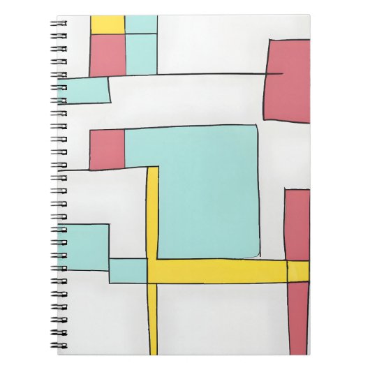 Retro Primary Color Geometric Grid Notebook Notizblock (Vorderseite)