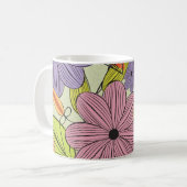 Retro Primitive Blume Zeichnend Kaffeetasse (Vorderseite Links)