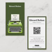 Retro professionelle Schreibmaschine QR-Code Visitenkarte (Vorne/Hinten)