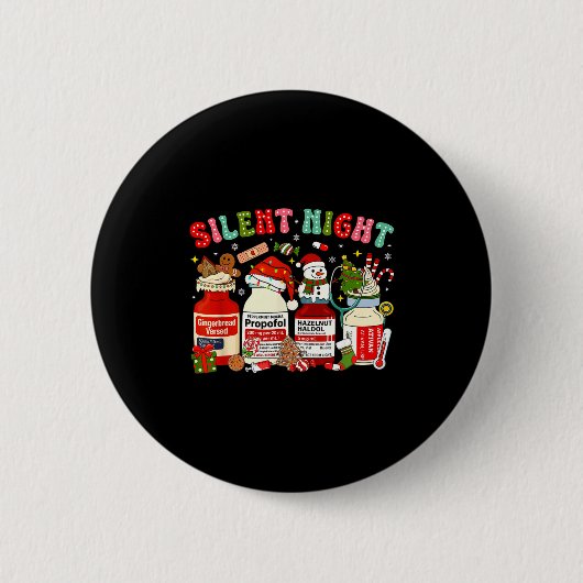 Retro Profol Silent Night Icu Nurses Funny Merry C Button (Vorderseite)