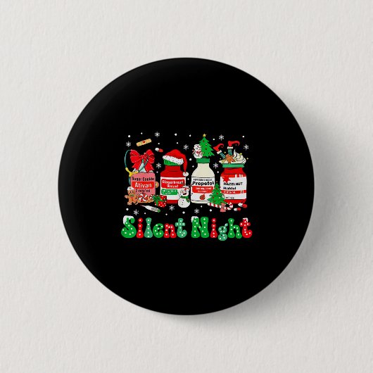 Retro Profol Silent Night Icu Nurses Funny Merry C Button (Vorderseite)