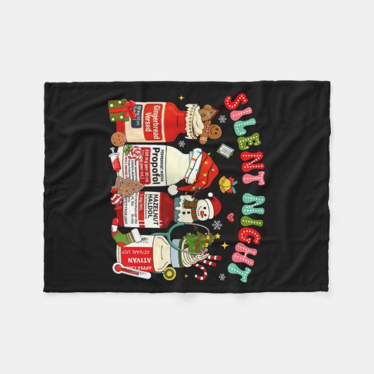 Retro Profol Silent Night Icu Nurses Funny Merry C Fleecedecke (Vorderseite (Horizontal))