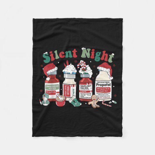 Retro Profol Silent Night Icu Nurses Funny Merry C Fleecedecke (Vorderseite)