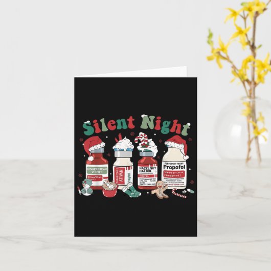 Retro Profol Silent Night Icu Nurses Funny Merry C Karte (Gelbe Blume)