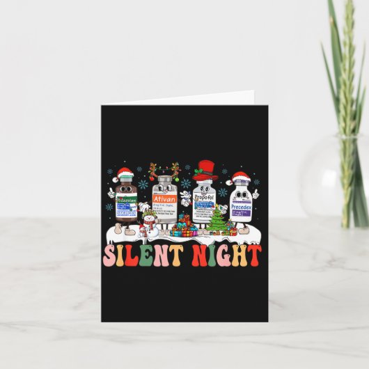 Retro Profol Silent Night Icu Nurses Funny Merry C Karte (Vorderseite)