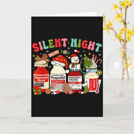 Retro Profol Silent Night Icu Nurses Funny Merry C Karte (Gelbe Blume)