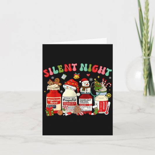 Retro Profol Silent Night Icu Nurses Funny Merry C Karte (Vorderseite)