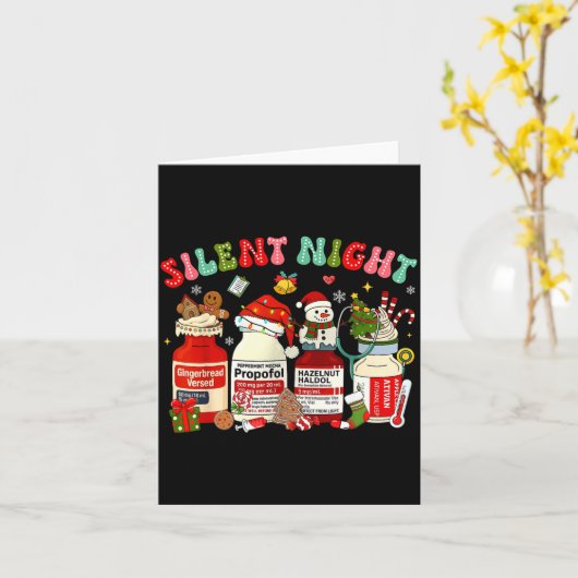 Retro Profol Silent Night Icu Nurses Funny Merry C Karte (Gelbe Blume)