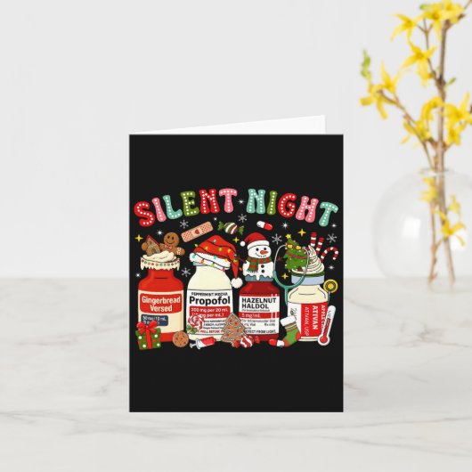 Retro Profol Silent Night Icu Nurses Funny Merry C Karte (Gelbe Blume)