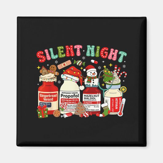 Retro Profol Silent Night Icu Nurses Funny Merry C Magnet (Vorne)