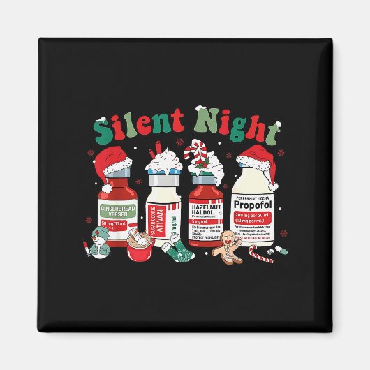 Retro Profol Silent Night Icu Nurses Funny Merry C Magnet (Vorne)