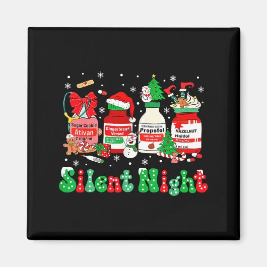 Retro Profol Silent Night Icu Nurses Funny Merry C Magnet (Vorne)