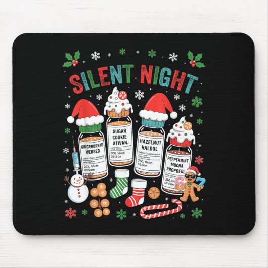 Retro Profol Silent Night Icu Nurses Funny Merry C Mousepad (Vorne)