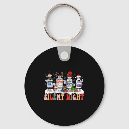 Retro Profol Silent Night Icu Nurses Funny Merry C Schlüsselanhänger (Vorderseite)