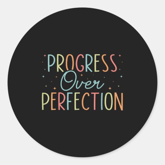 Retro Progress Over Perfection Motivational Quote  Runder Aufkleber (Vorderseite)
