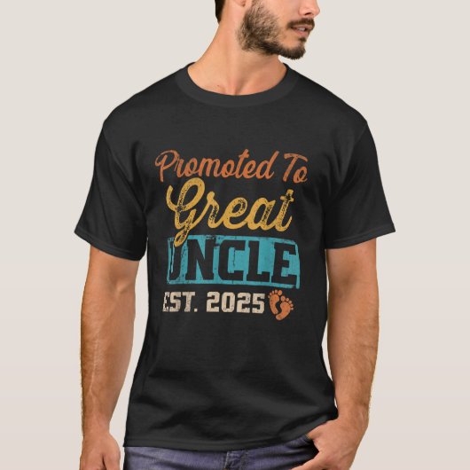 Retro Promoted To Great Uncle Est 2025  T-Shirt (Vorderseite)