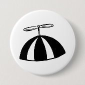Retro Propeller Beanie Whimsical Schwarz und Weiß Button (Vorderseite)