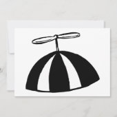 Retro Propeller Beanie Whimsical Schwarz und Weiß Einladung (Vorderseite)
