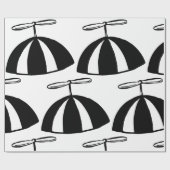 Retro Propeller Beanie Whimsical Schwarz und Weiß Geschenkpapier (Flach)