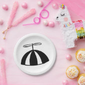 Retro Propeller Beanie Whimsical Schwarz und Weiß Pappteller (Party)