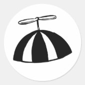 Retro Propeller Beanie Whimsical Schwarz und Weiß Runder Aufkleber (Vorderseite)