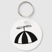 Retro Propeller Beanie Whimsical Schwarz und Weiß Schlüsselanhänger (Rückseite)