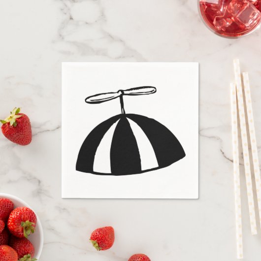 Retro Propeller Beanie Whimsical Schwarz und Weiß Serviette (Beispiel)