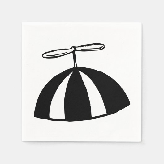 Retro Propeller Beanie Whimsical Schwarz und Weiß Serviette (Vorderseite)