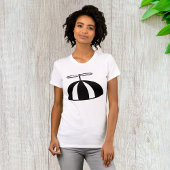 Retro Propeller Beanie Whimsical Schwarz und Weiß T-Shirt