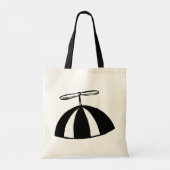 Retro Propeller Beanie Whimsical Schwarz und Weiß Tragetasche (Rückseite)