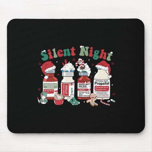 Retro Propofol Silent Night Icu Nurses Funny Merry Mousepad (Vorne)