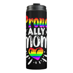 Retro Proud Ally Mama Rainbow LGBT Gay Pride Thermosbecher