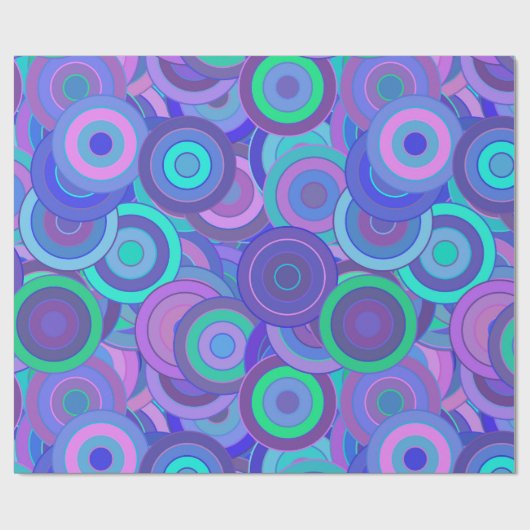 Retro Psychedelic 60er Circle Pattern Fun farbig Geschenkpapier (Flach)