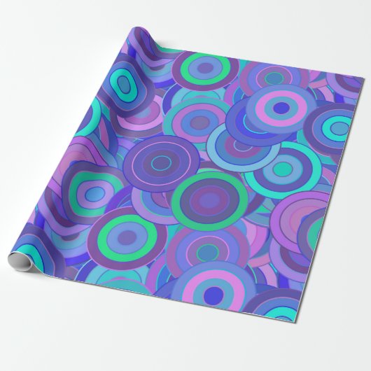 Retro Psychedelic 60er Circle Pattern Fun farbig Geschenkpapier (Ungerollt)