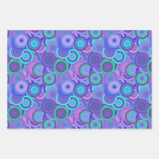 Retro Psychedelic 60er Circle Pattern Fun farbig Geschenkpapier Set (Vorderseite 2)