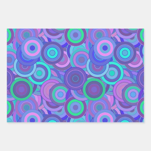 Retro Psychedelic 60er Circle Pattern Fun farbig Geschenkpapier Set (Vorderseite)