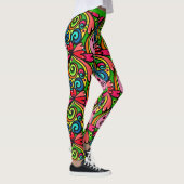 Retro Psychedelic 60er Muster farbenfrohe Leggings (Rechts)