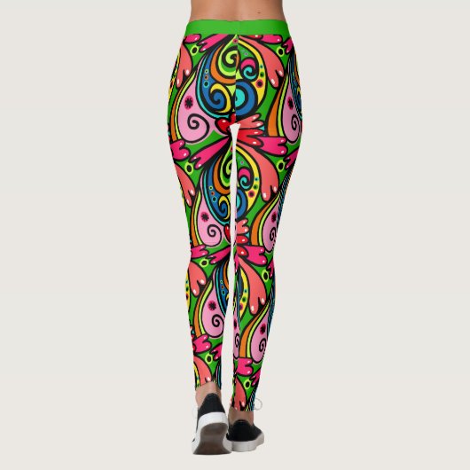 Retro Psychedelic 60er Muster farbenfrohe Leggings (Rückseite)