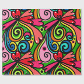 Retro Psychedelic 60er Pattern Fun & Colorful Geschenkpapier (Flach)