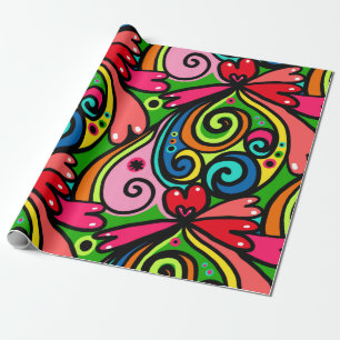 Retro Psychedelic 60er Pattern Fun & Colorful Geschenkpapier