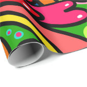 Retro Psychedelic 60er Pattern Fun & Colorful Geschenkpapier (Rolleneckpunkt)