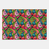 Retro Psychedelic 60er Pattern Fun & Colorful Geschenkpapier Set (Vorderseite 3)