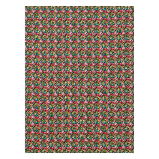Retro Psychedelic 60er Pattern Rectangle Tischdecke (Vorderseite)